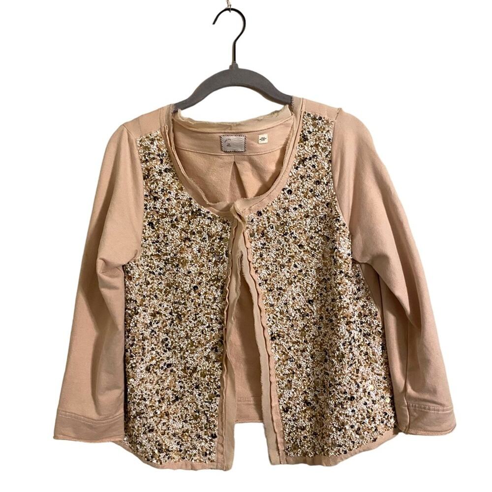 Anthropologie Postmark Light Pink Sequin‎ Cardigan Sweater Small